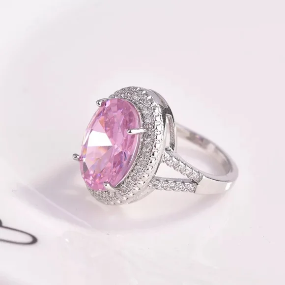 NEW Silver Romantic Pink Diamond Ring - Picture 3 of 6